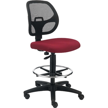 Global Industrial Armless Mesh Drafting Stool, Fabric, Red, Mid Back 695645RD